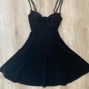 American Apparel Size S Black Velvet Mini Skater Dress